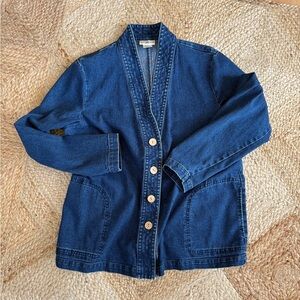 Denim jacket with button closure
